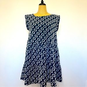 Anthropologie Maeve Lisanne Navy Textured Polka Dot Tunic Dress Medium, NWT
